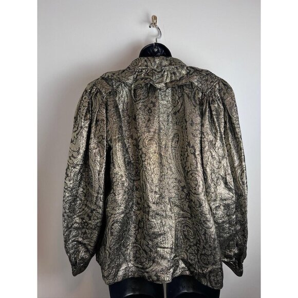 Ted Lapidus Paris Vintage Gold Ornate Blouse 42 - Picture 7 of 10